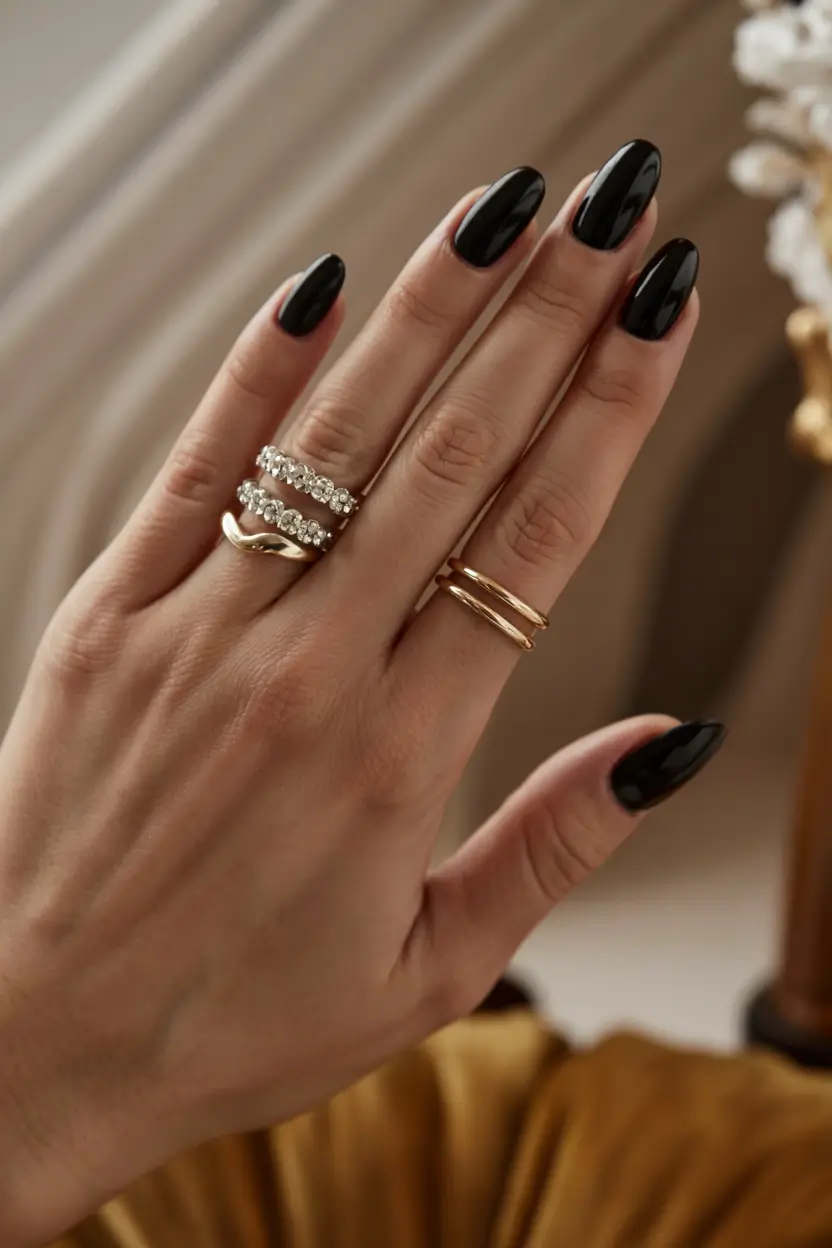 dark fall nails 2025 Classic Black Drama