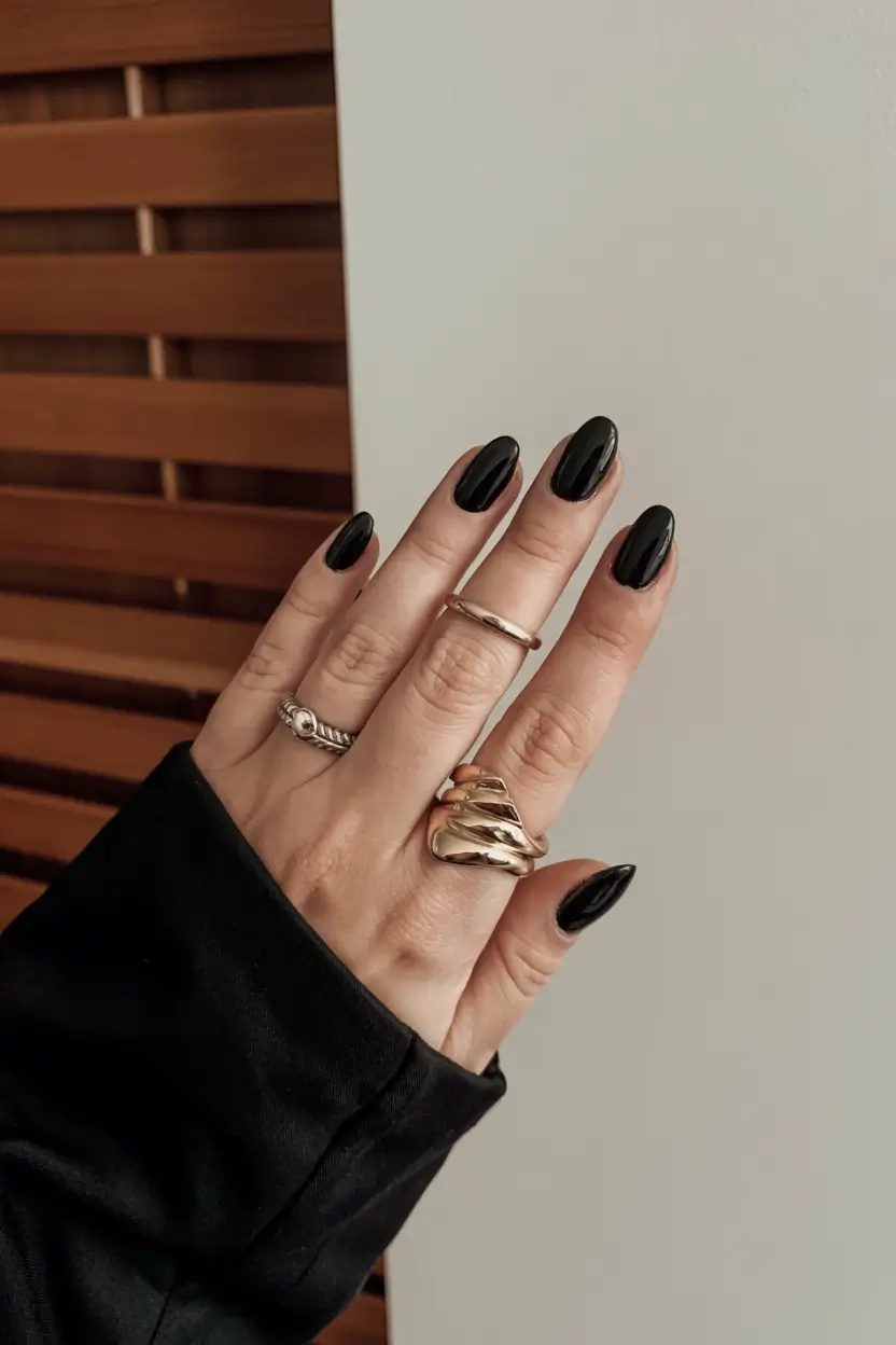 dark fall nails 2025 Minimalist Black for Everyday Sophistication