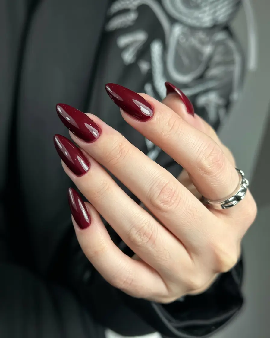 dark fall nails 2025 Candlelit Burgundy