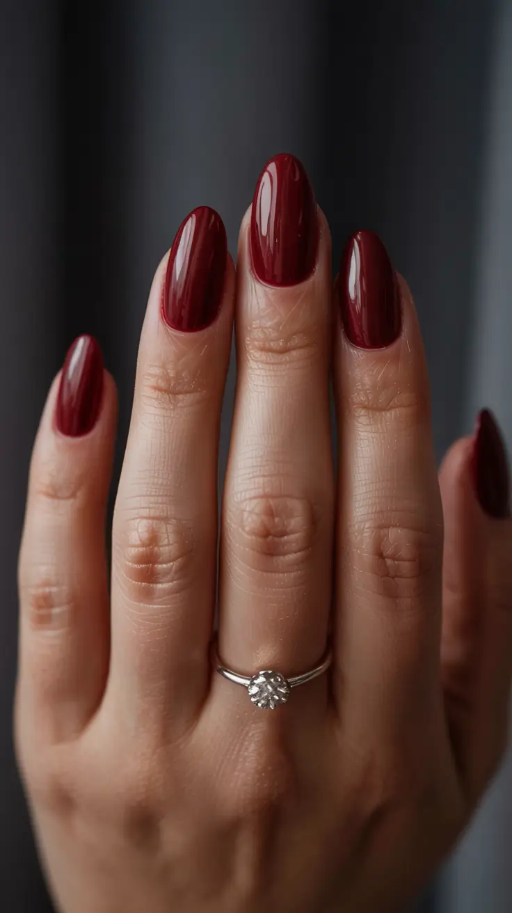 dark fall nails 2025 Classic Deep Red