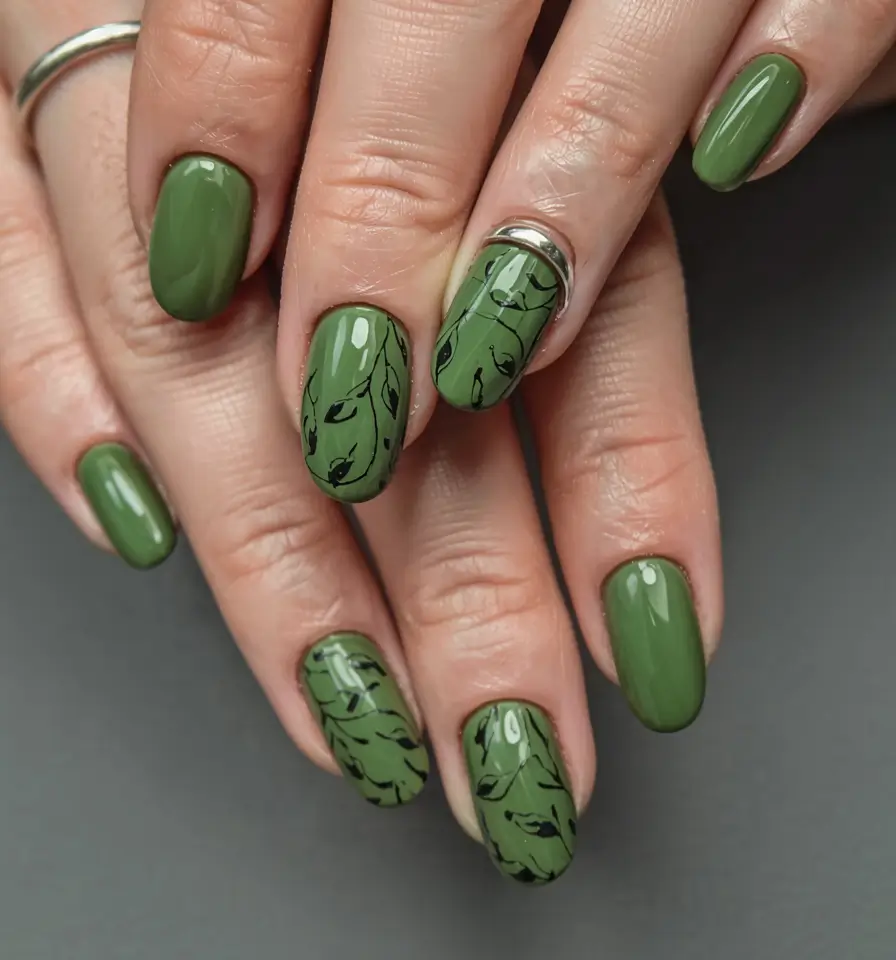 easy fall nails 2025 Evergreen Charm