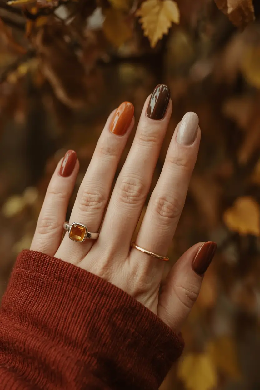 easy fall nails 2025 Falling Leaves Palette
