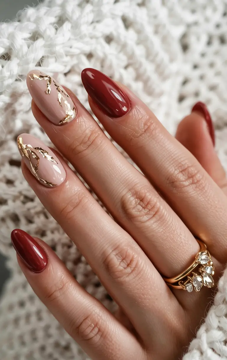 easy fall nails 2025 Golden Autumn Luxe