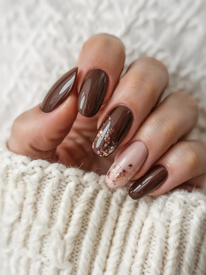 easy fall nails 2025 Mocha Sparkle