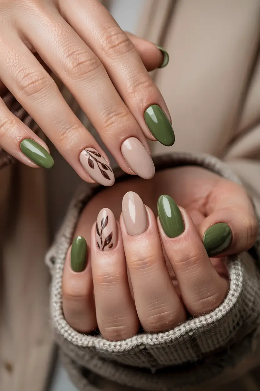 easy fall nails 2025 Olive Harmony
