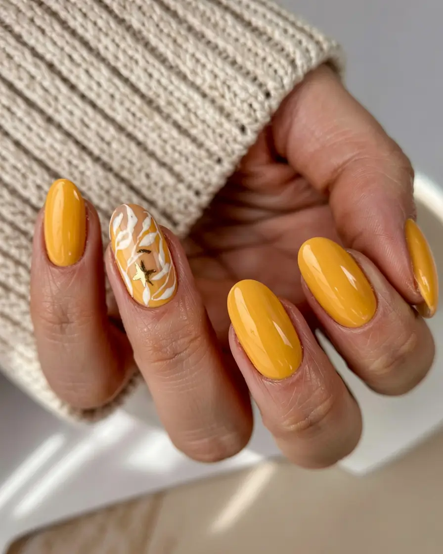 easy fall nails 2025 Golden Maple