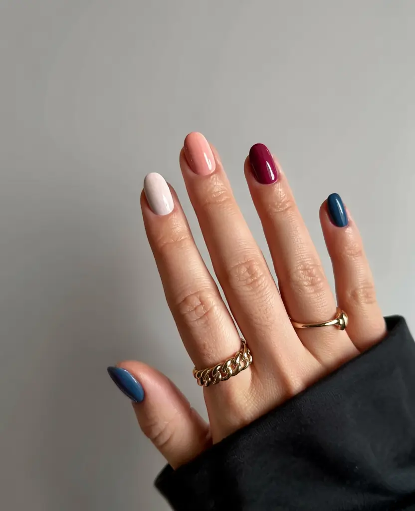 easy fall nails 2025 Multicolor Autumn Set