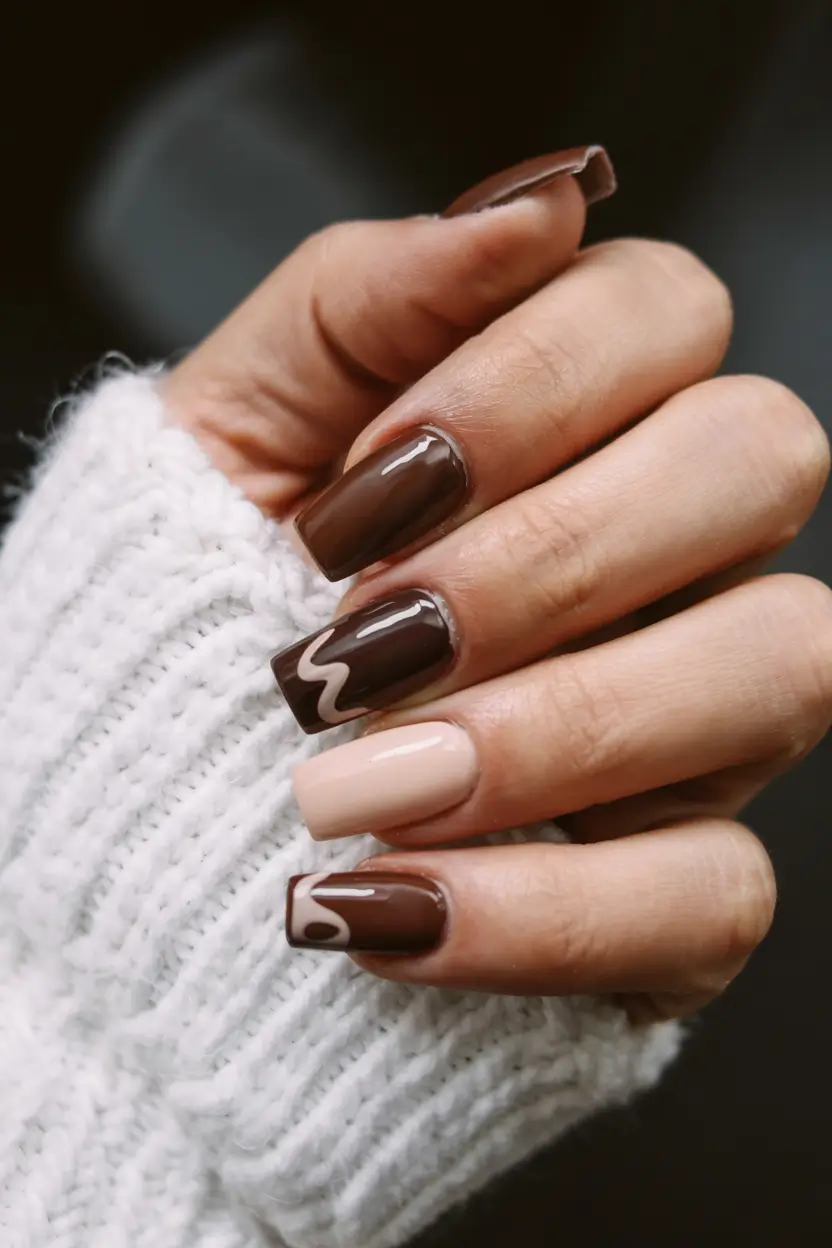 easy fall nails 2025 Chocolate Glaze