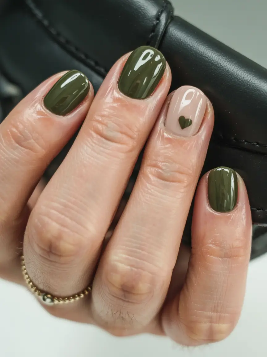 easy fall nails 2025 Olive Heart