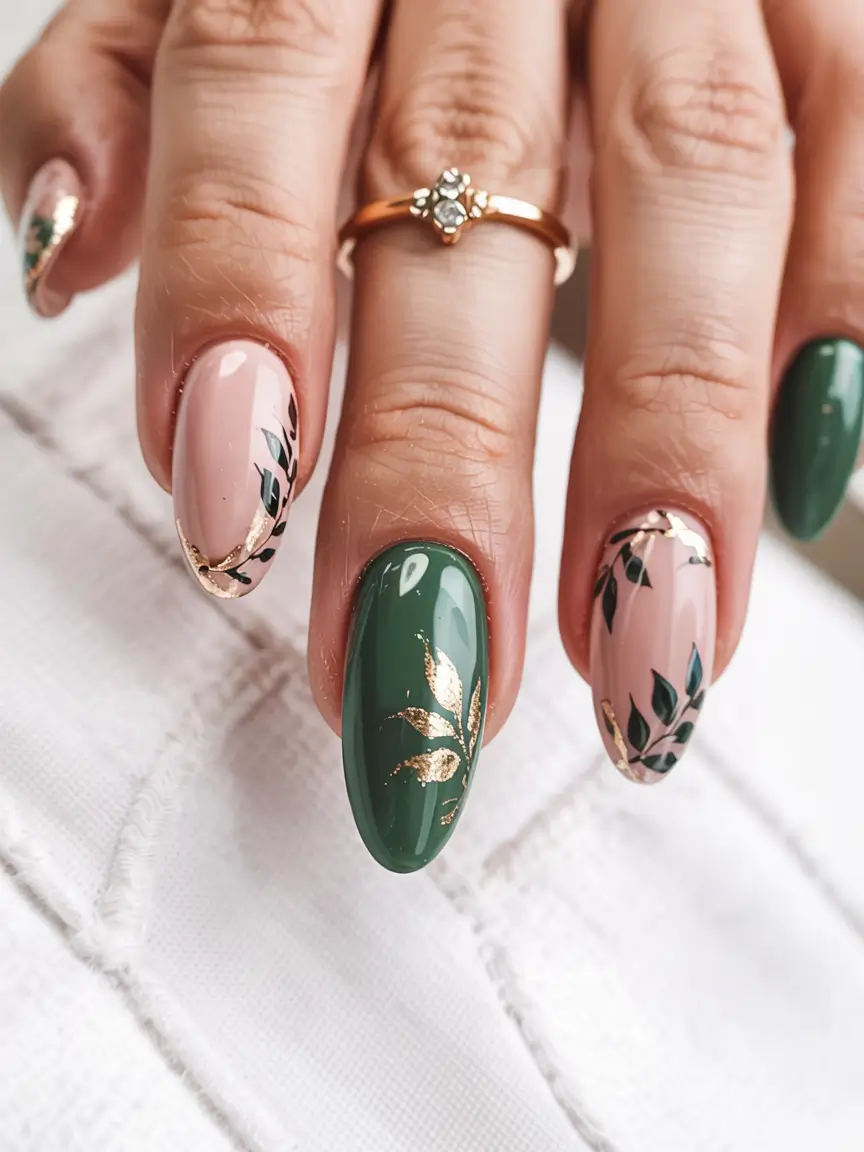 easy fall nails 2025 Golden Leaf Luxe