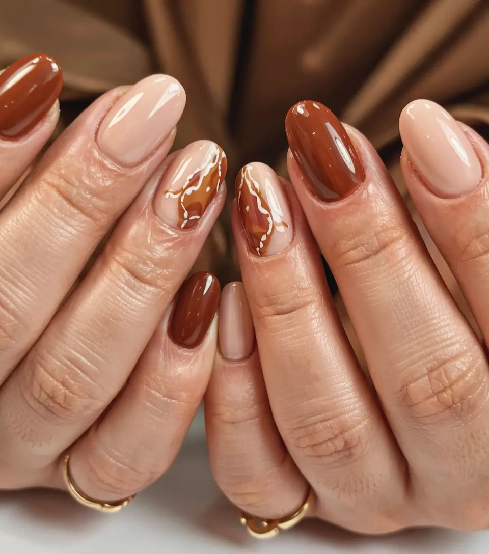 easy fall nails 2025 Caramel Drizzle