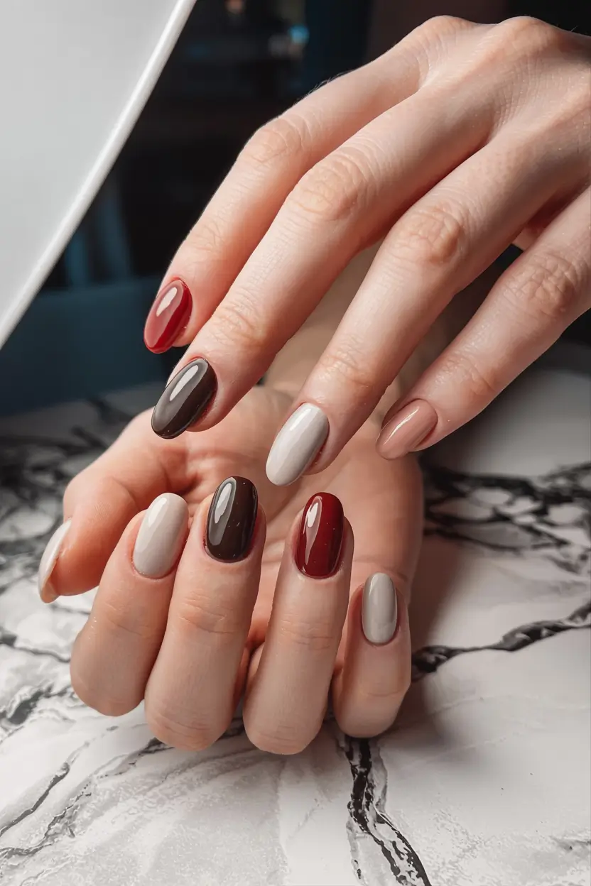 easy fall nails 2025 Classic Fall Trio