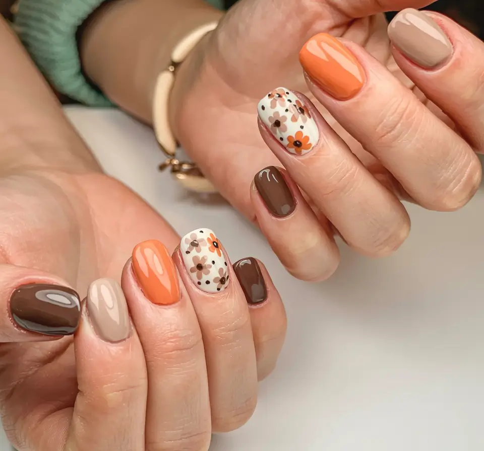 easy fall nails 2025 Playful Blooms