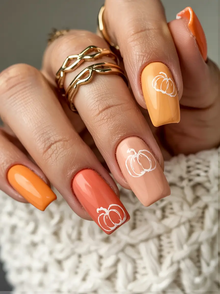 easy fall nails 2025 Pumpkin Spice Energy