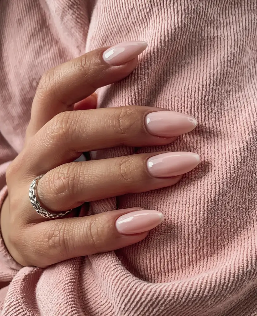 fall 2025 nail color ideas for women over 40 Rosé Almond Elegance