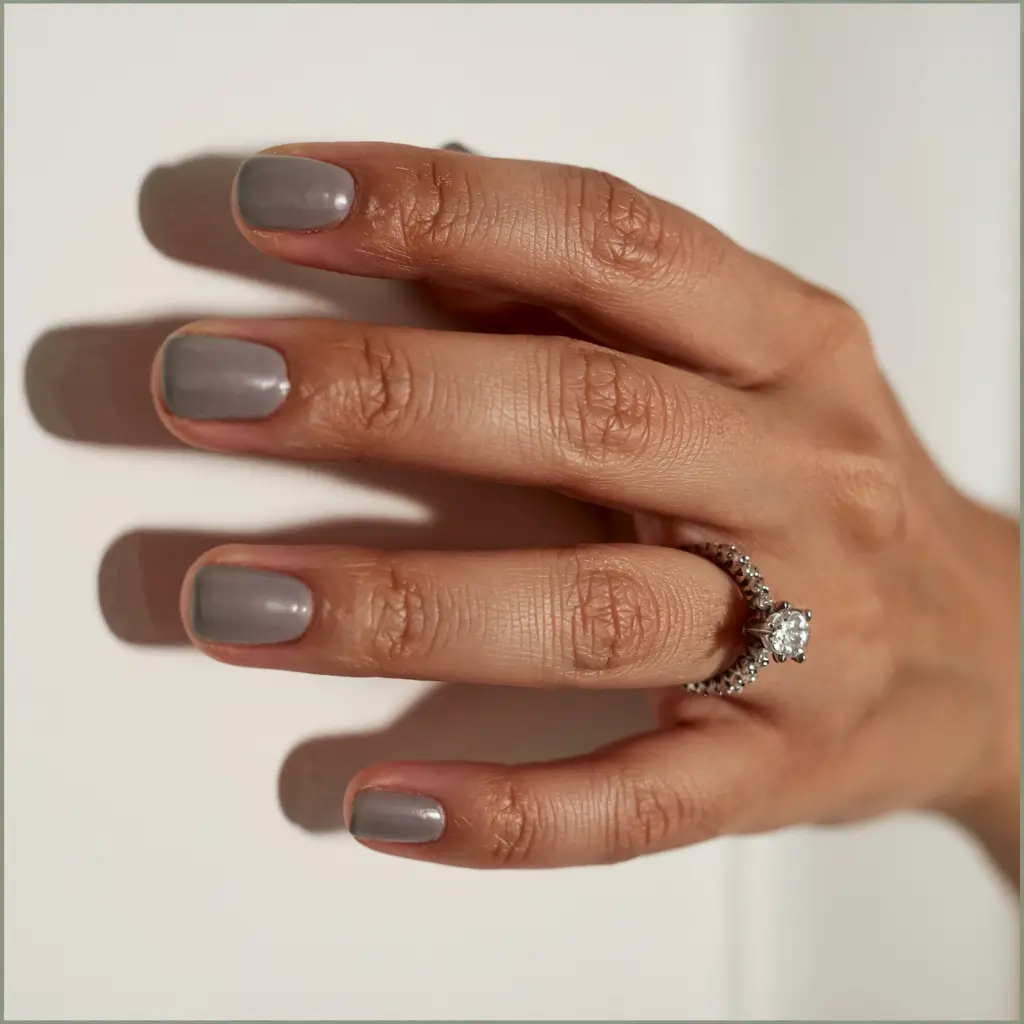 fall 2025 nail color ideas for women over 40 Modern Slate Grey