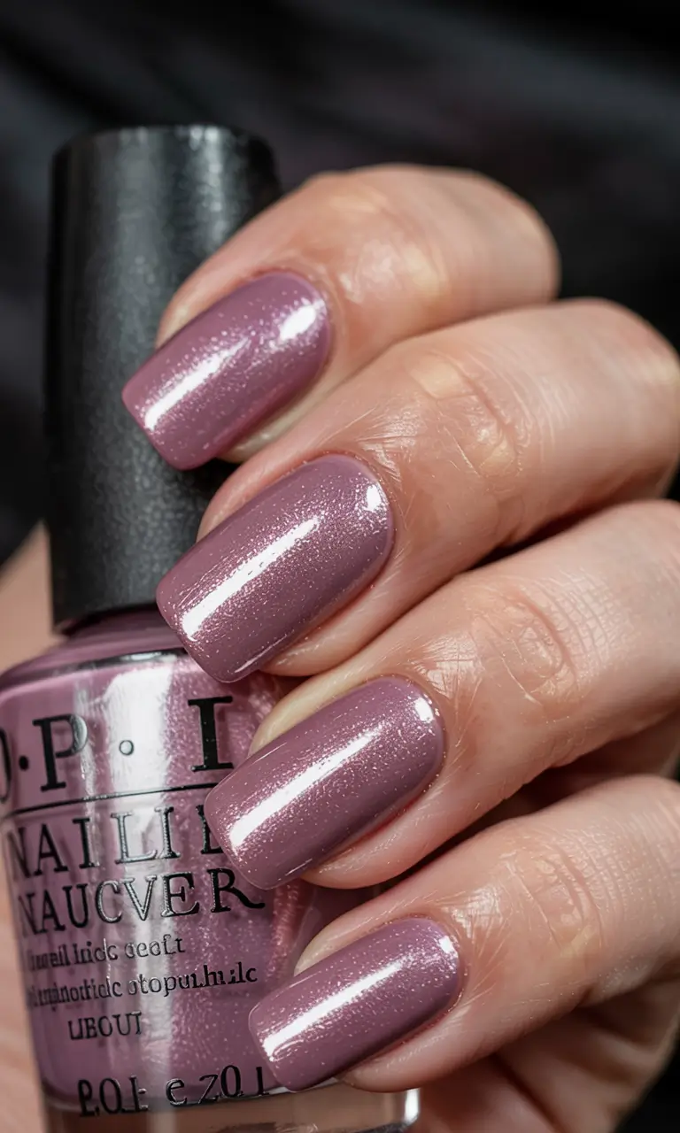fall 2025 nail color ideas for women over 40 Dusty Lilac Sparkle
