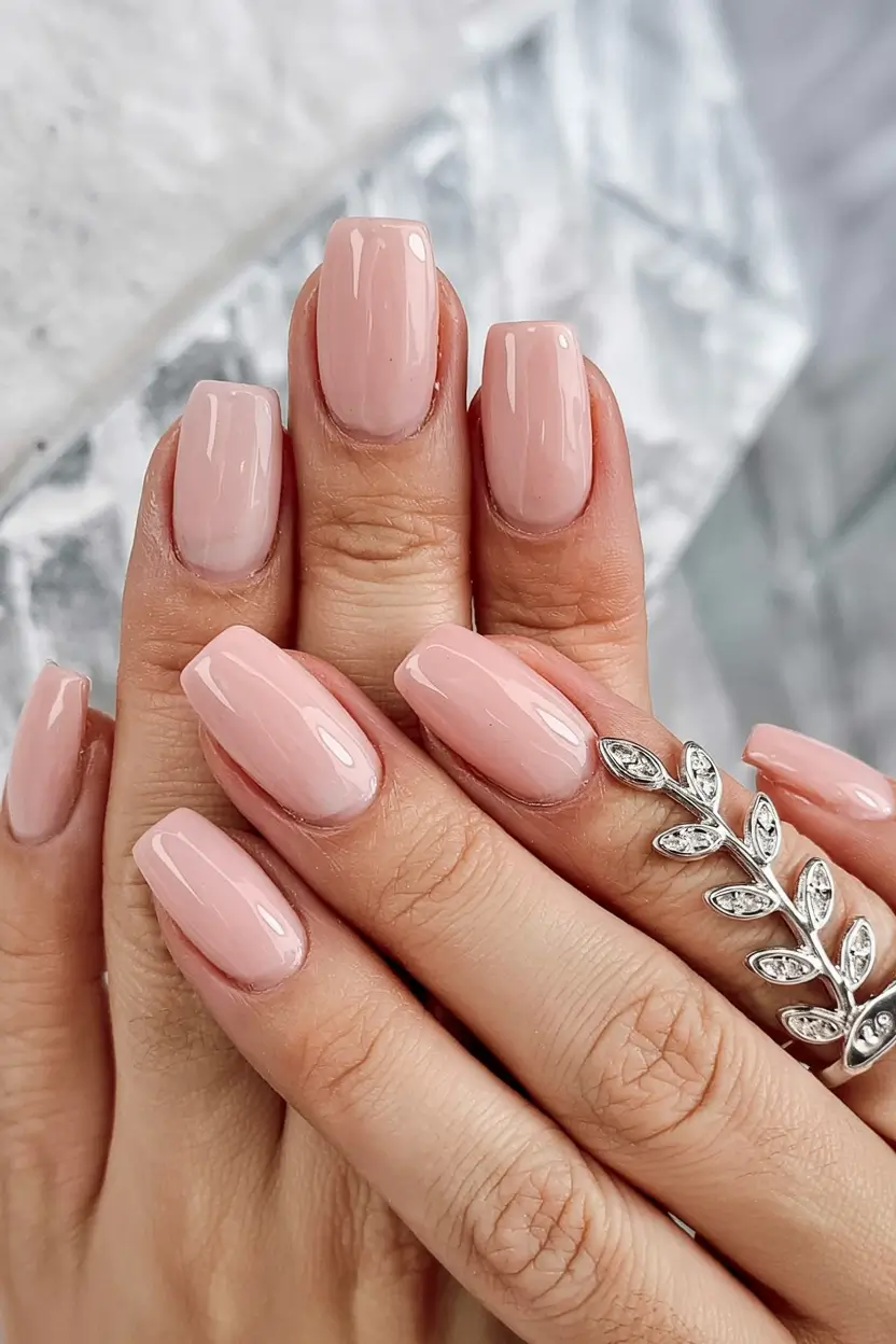 fall 2025 nail color ideas for women over 40 Polished Blush Neutral