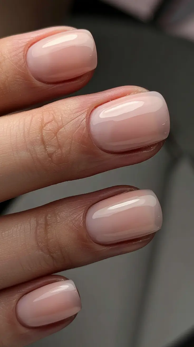 fall 2025 nail color ideas for women over 40 Sheer Pink Glow