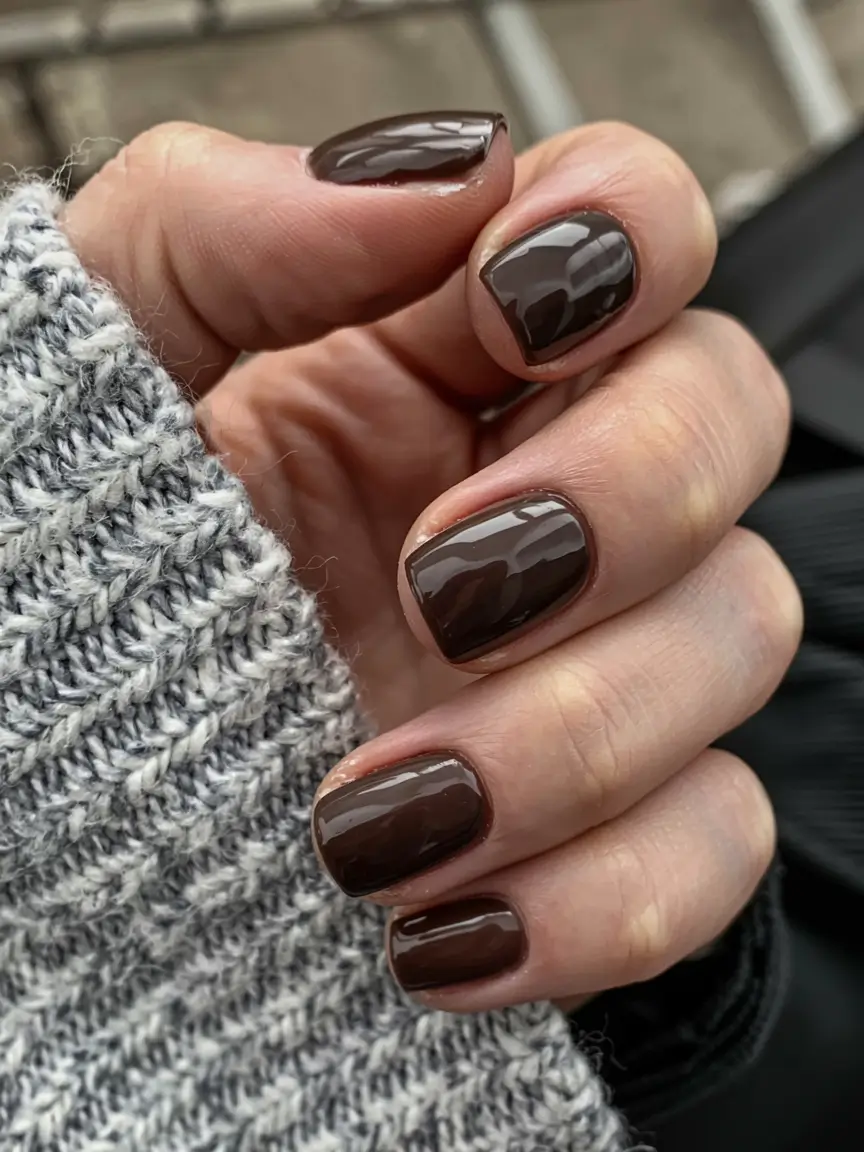 fall 2025 nail color ideas for women over 50 Dark Roast Drama