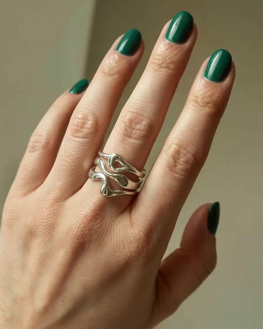 fall 2025 nail color ideas for women over 50 Emerald Green Confidence