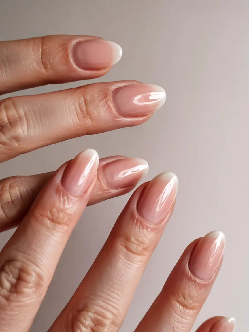 fall 2025 nail color ideas for women over 60 Transparent Nude French Fade