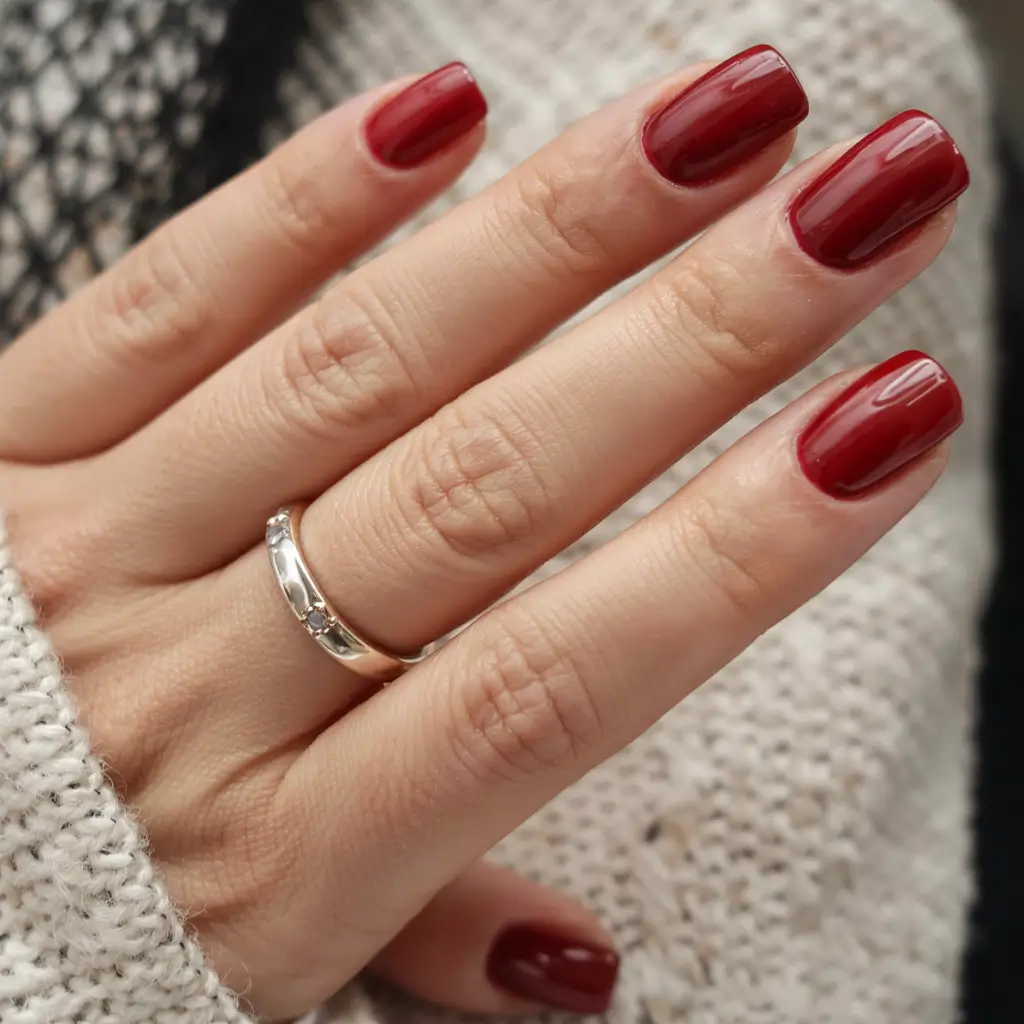 fall 2025 nail color ideas for women over 60 Classic Crimson Elegance
