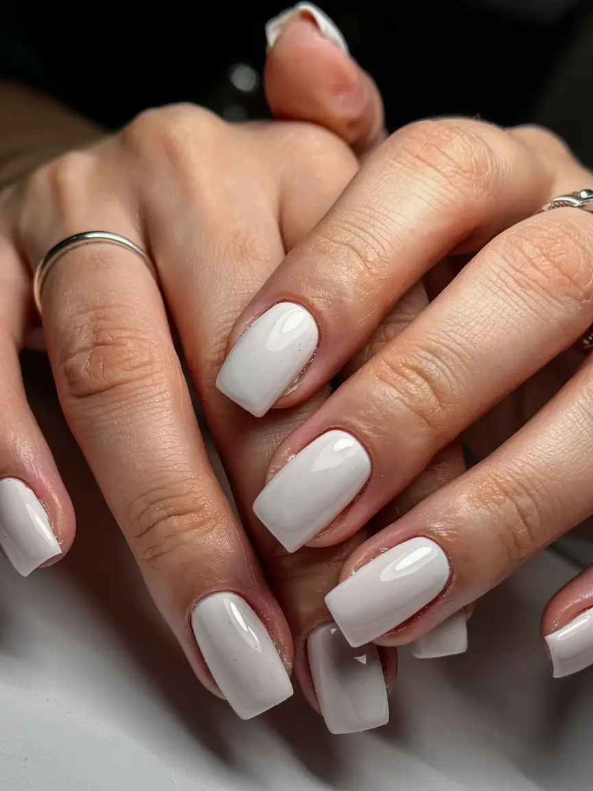 fall 2025 nail color ideas for women over 60 Crisp Porcelain White