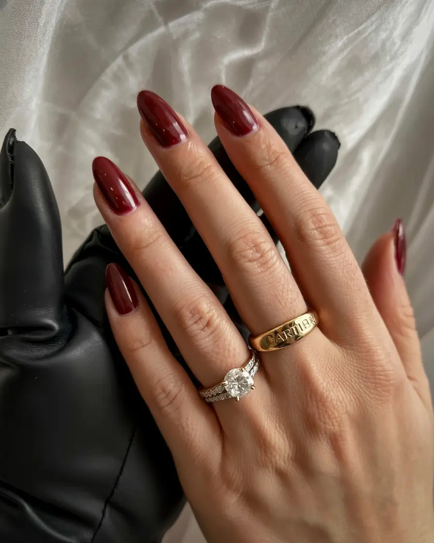 fall 2025 nail color ideas for women over 60 Dark Wine Glamour