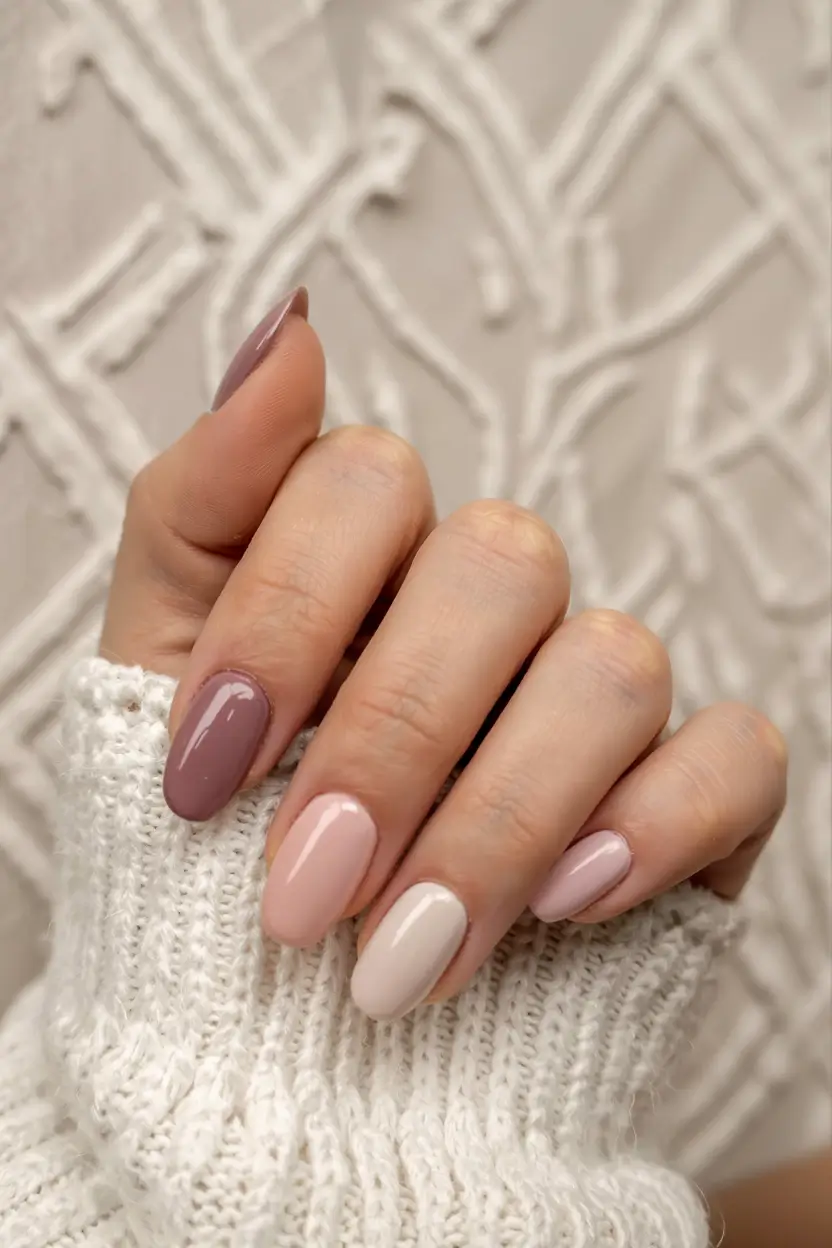 fall 2025 nail color ideas for women over 60 Muted Gradient of Neutrals