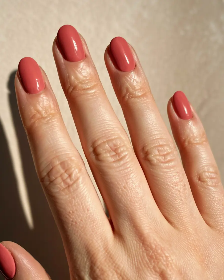 fall 2025 nail color ideas for women over 60 Warm Terracotta Classic
