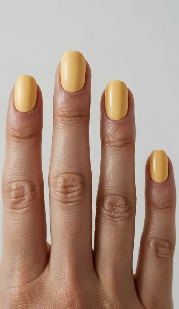 fall 2025 nail color ideas for women over 60 Golden Mustard Boldness