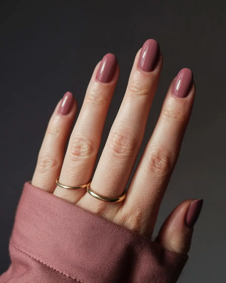 fall 2025 nail trends Muted Mauve Minimalism