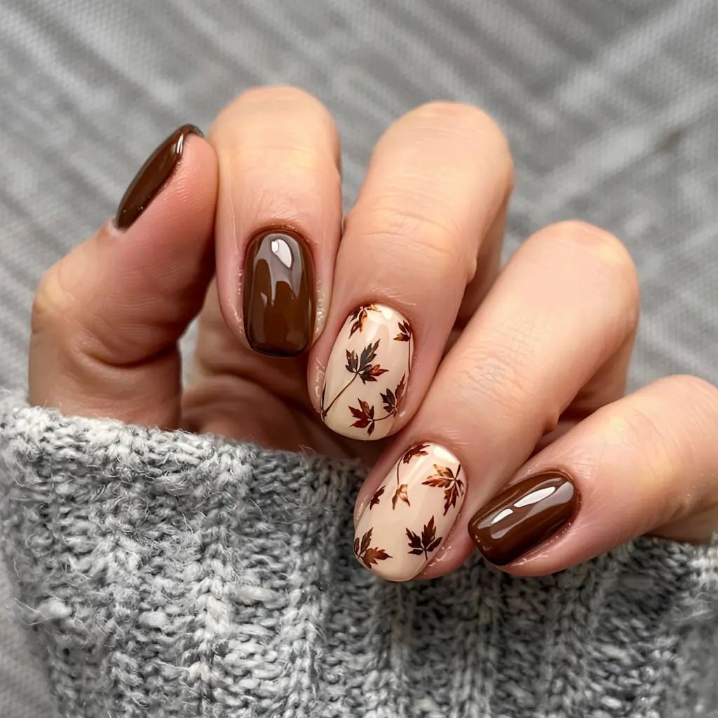 fall 2025 nail trends Maple Leaf Motifs