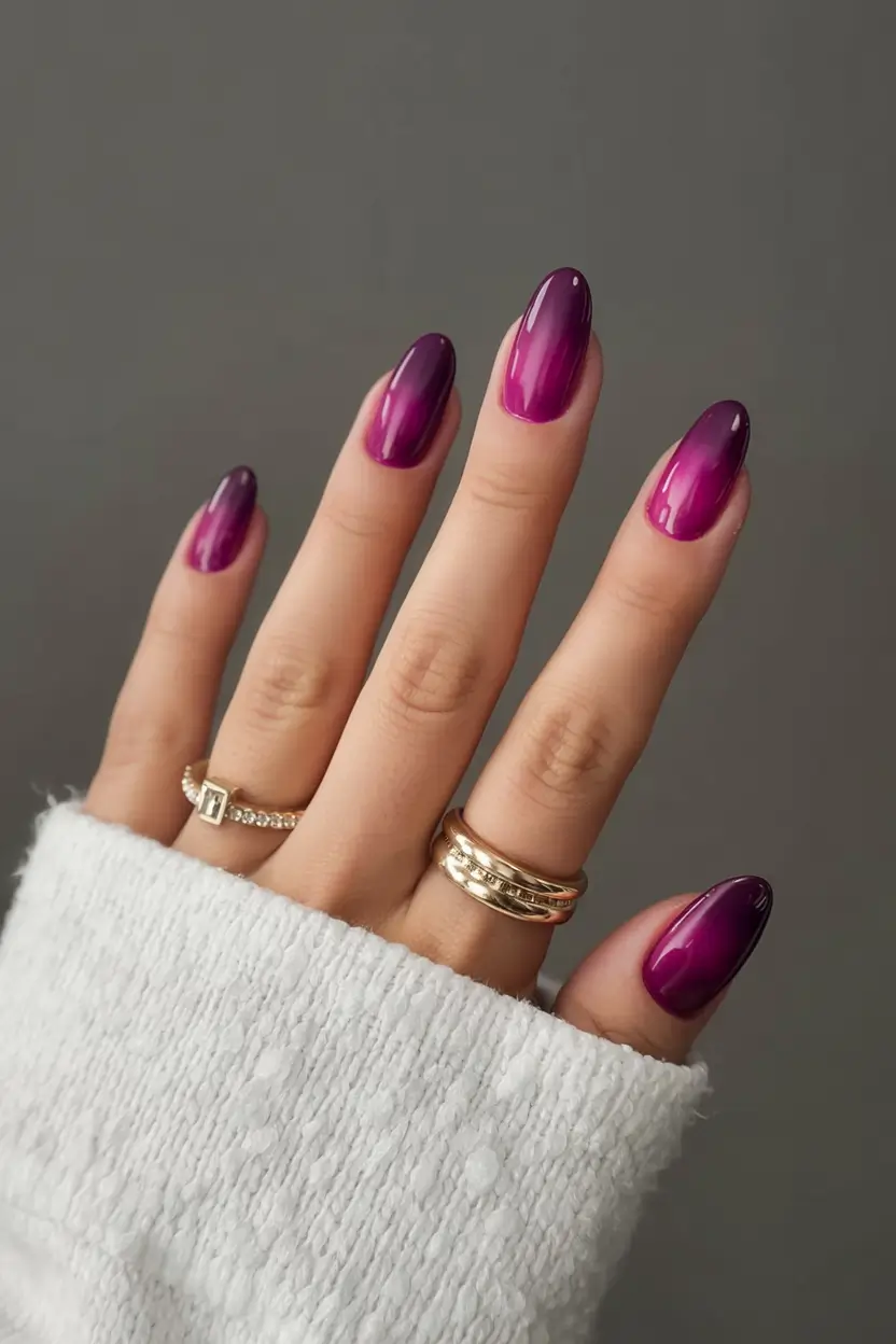 fall 2025 nail trends Berry Gradient Shine