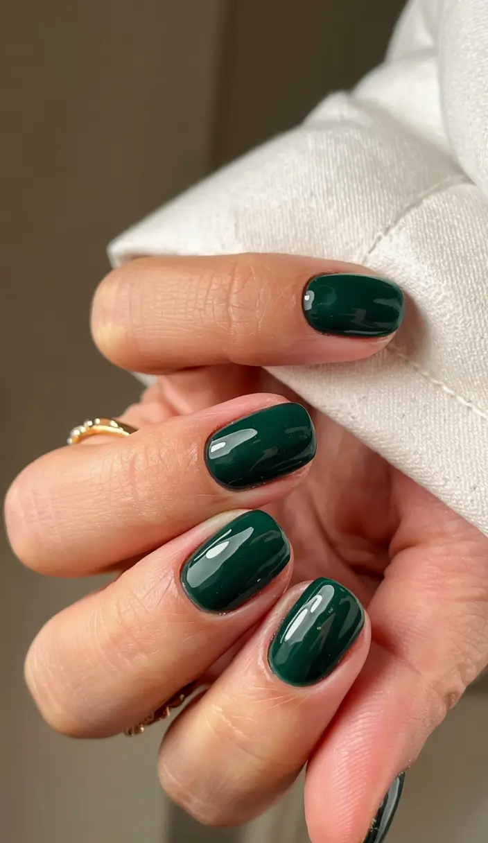fall 2025 nail trends Emerald Green Gloss