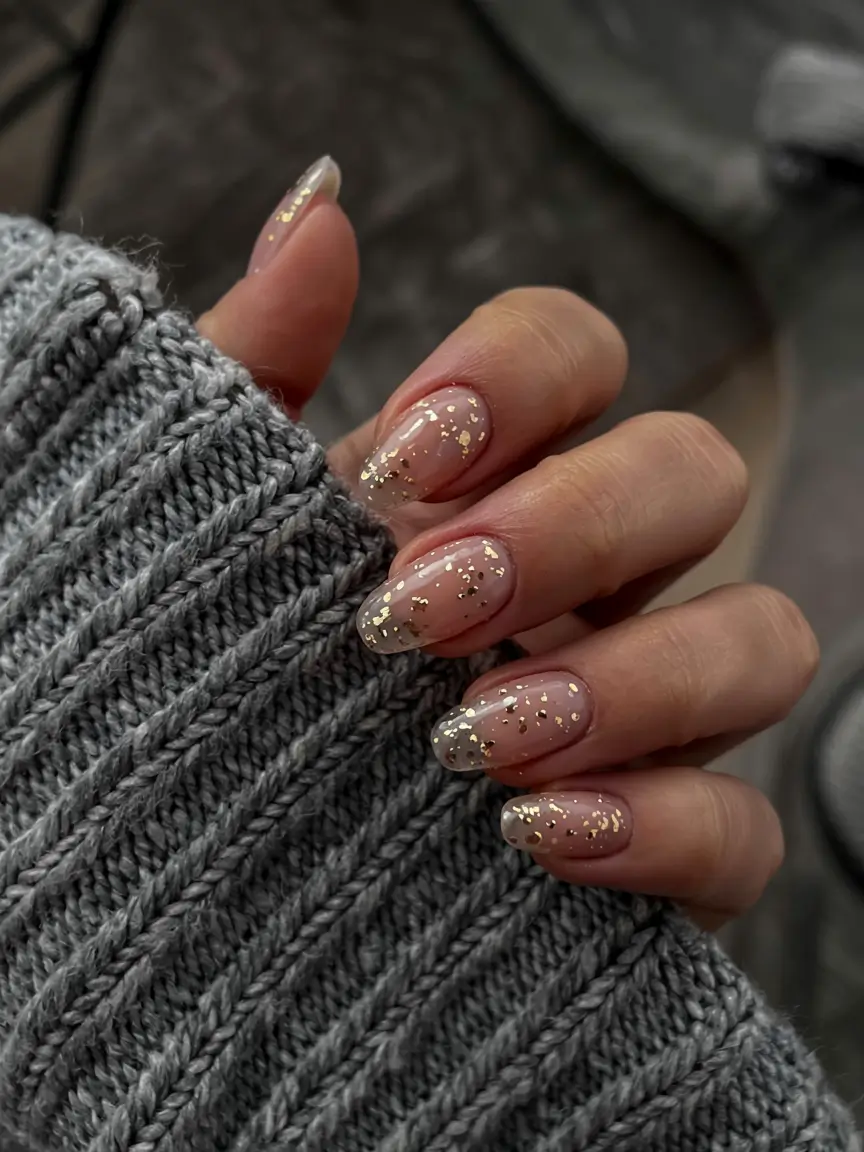 fall 2025 nail trends Golden Glitter Gradient