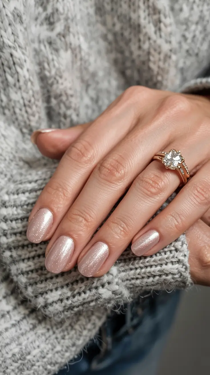 fall 2025 nail trends Soft Sparkle in Neutral Tones
