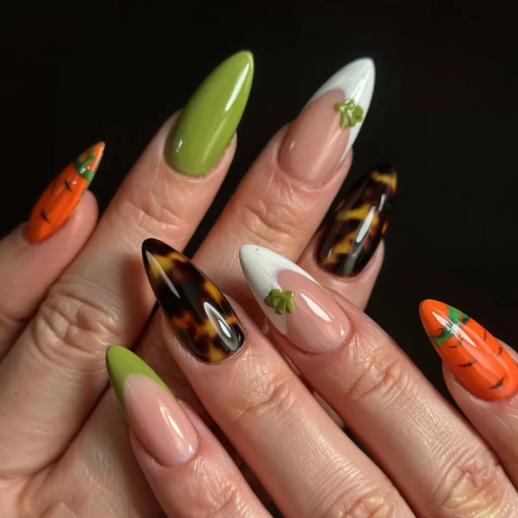 fall 3d nail art 2025 Tortoiseshell Harvest Mix