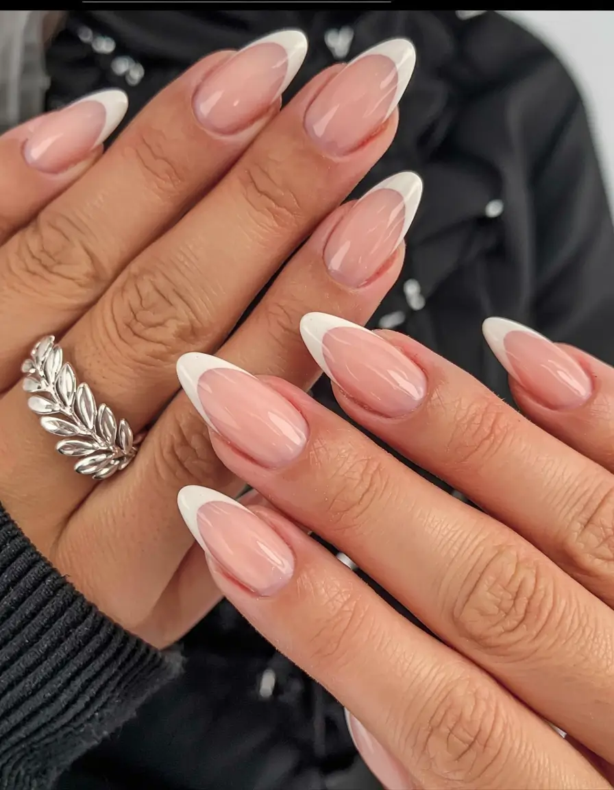 fall almond nails 2025 Classic French Almonds