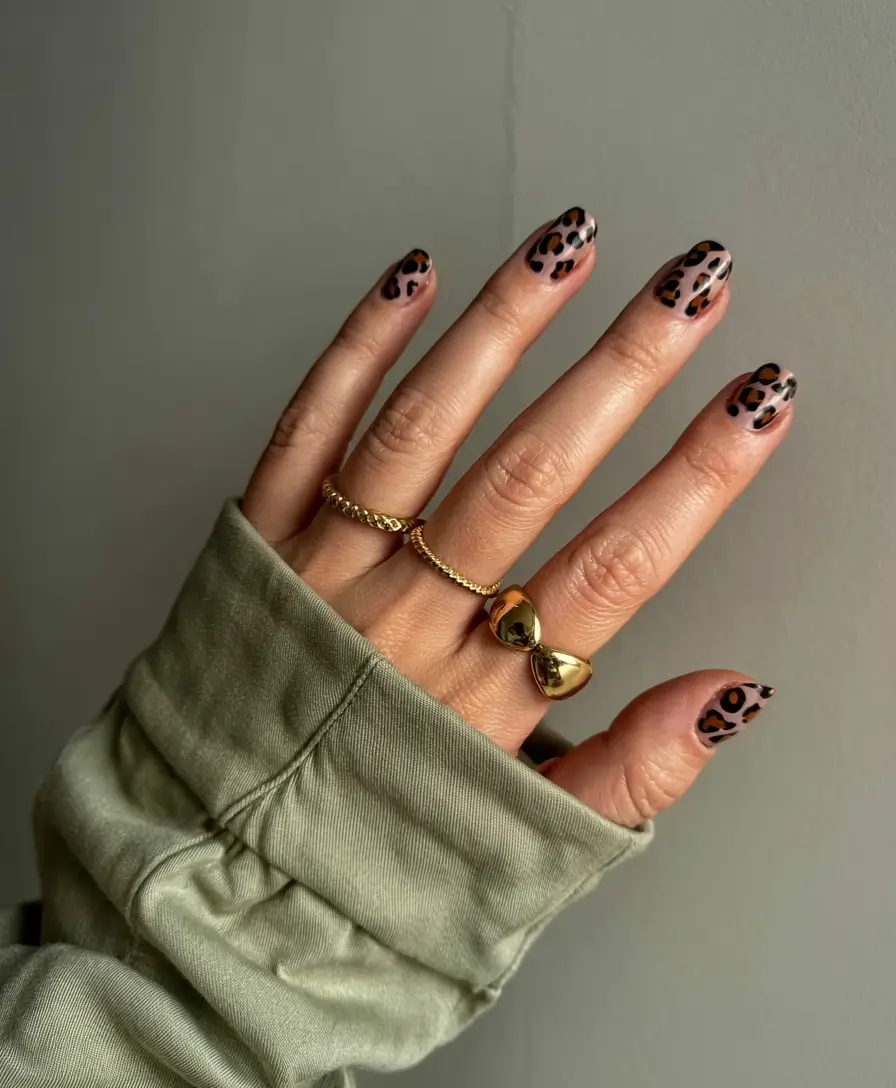 fall animal print nails 2025 Soft Leopard Minimalism