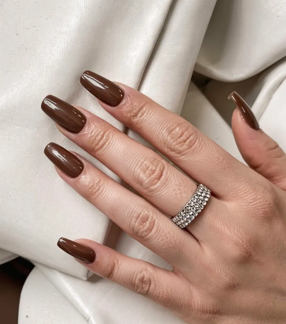 fall ballerina nails 2025 Rich Mocha Simplicity