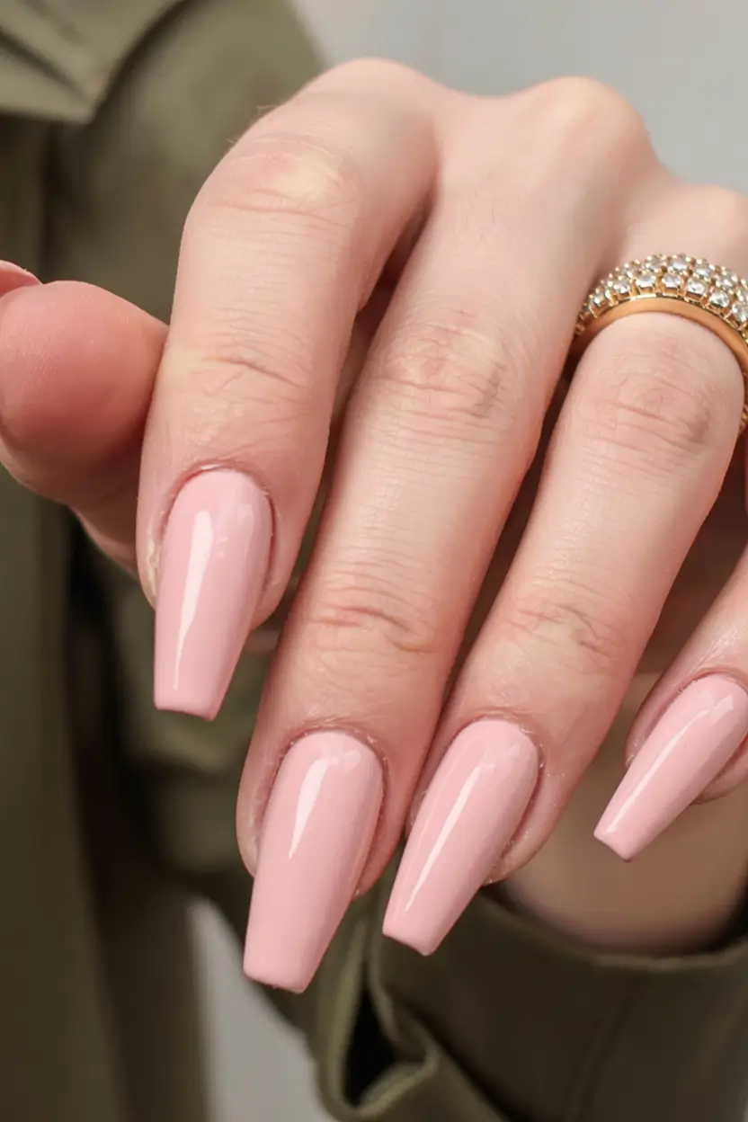 fall ballerina nails 2025 Powder-Pink Ballerina Gloss