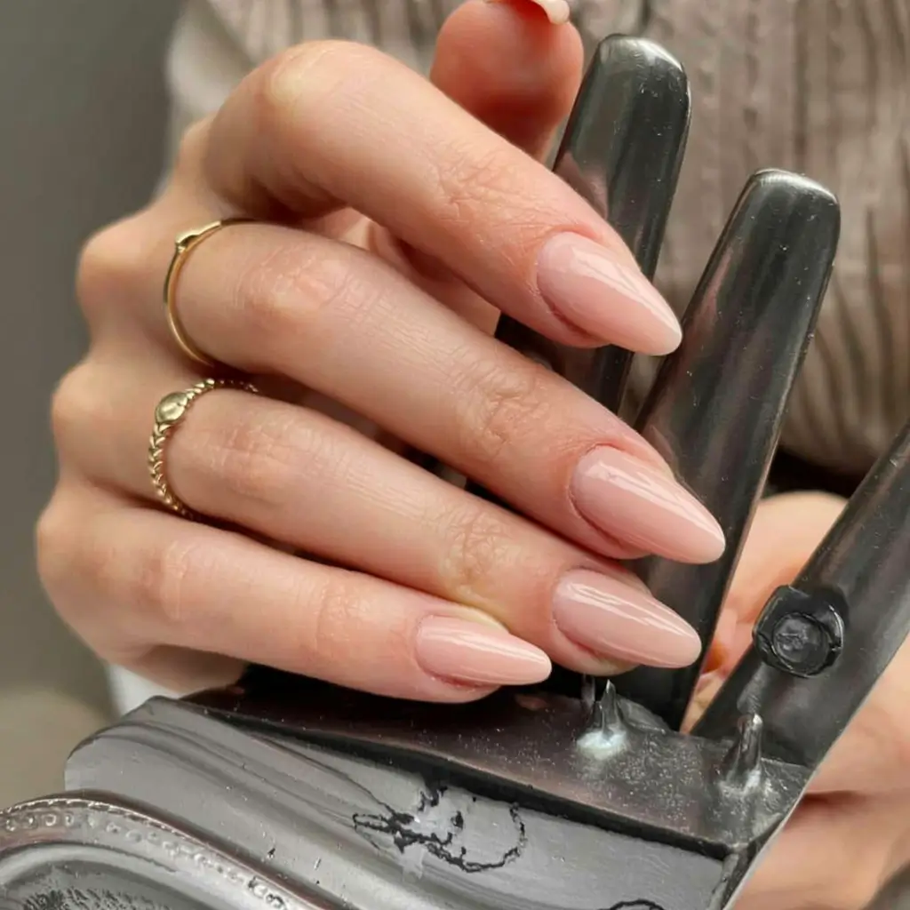 fall ballerina nails 2025 Sheer Almond Nude
