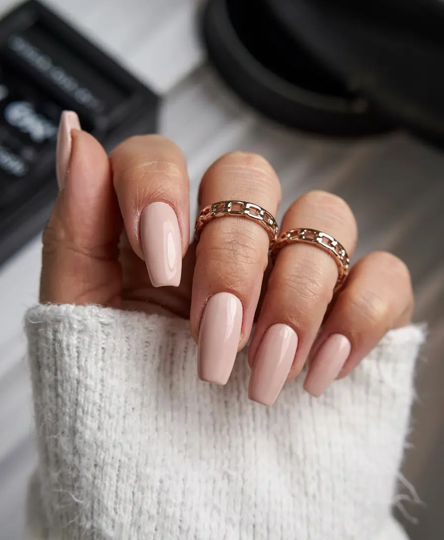 fall ballerina nails 2025 Soft Almond Nude