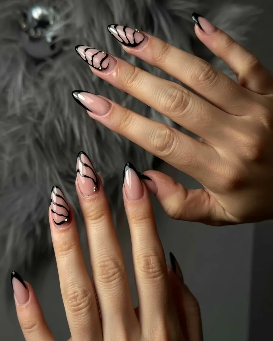 fall black nail designs 2025 Modern Butterfly-Inspired Edges