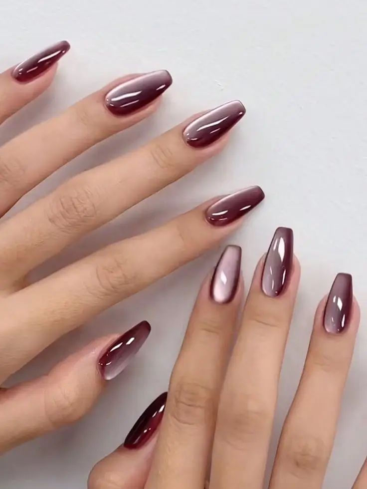 fall cat eye nails Mulberry Ombré Luxe