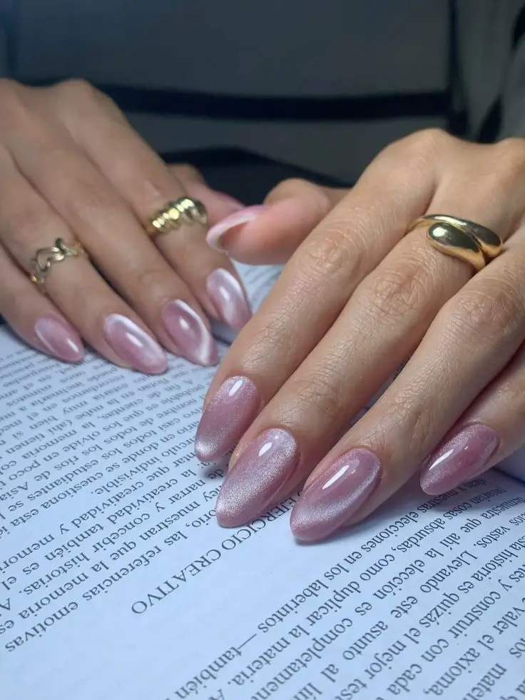 fall cat eye nails Powdered Rosé Shimmer