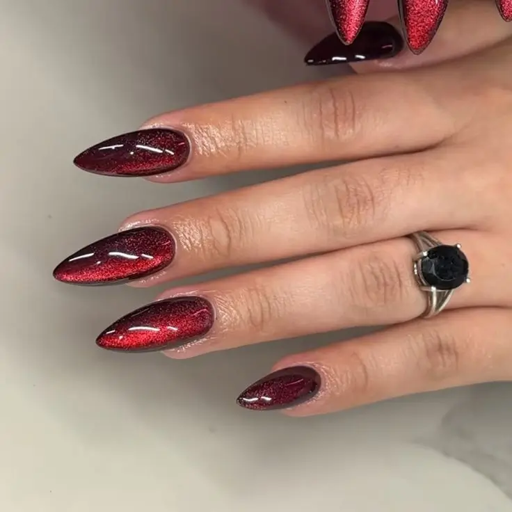 fall cat eye nails Crimson Flame Drama