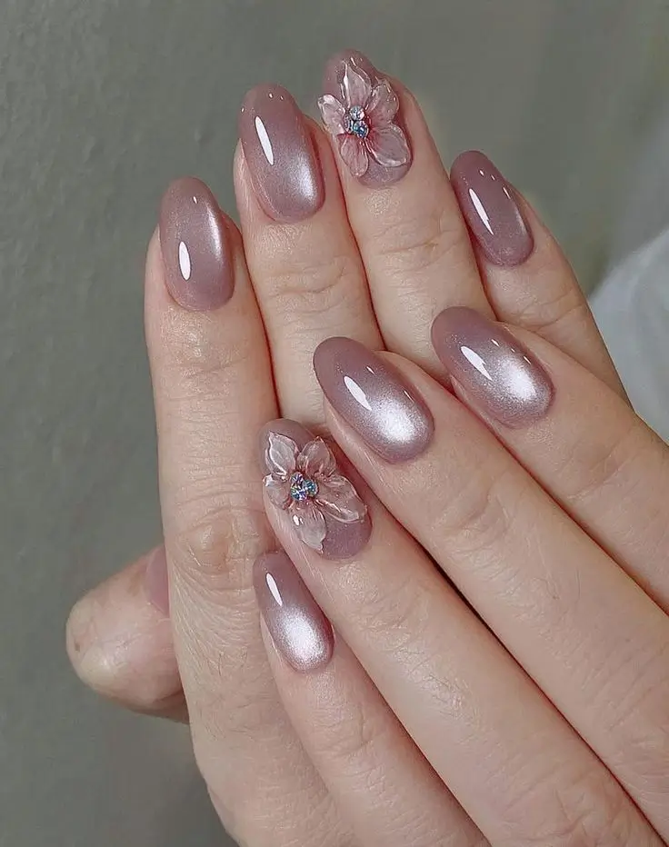 fall cat eye nails Blush Blossom Charm